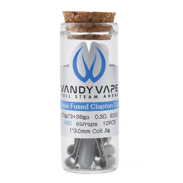 10x Vandy Vape Prebuilt Ni80 Triple Fused Clapton Coil 27ga*3/38ga 0.3 Ohm