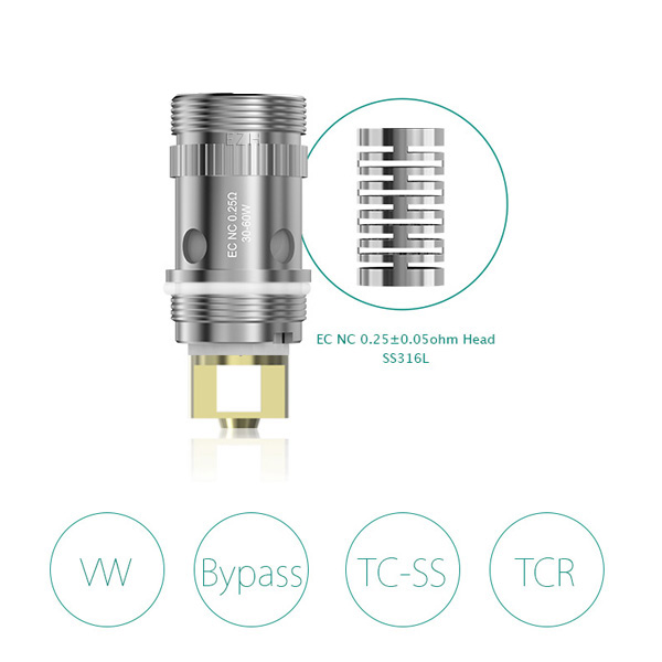 5x Eleaf EC NC Coil Verdampferkopf - NotchCoil 0.25 Ohm