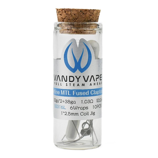 10x Vandy Vape Prebuilt SS316L Superfine MTL Fused Clapton Coil 32ga*2/38ga 1.03 Ohm