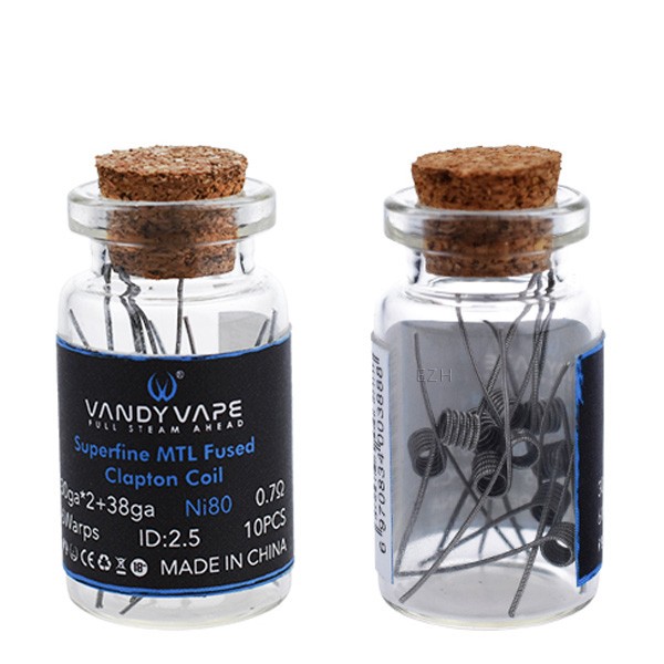 10x Vandy Vape Prebuilt Ni80 Superfine MTL Fused Clapton Coil 30ga*2/38ga 0.7 Ohm