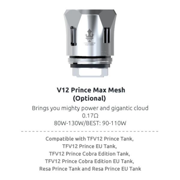 3x SMOK V12 Prince Max Mesh Coil Verdampferkopf