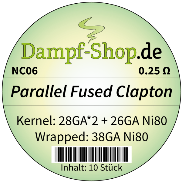 NC06 - 10x Ni80 Parallel Fused Clapton - (0.32 mm *2 + 0.40 mm) + 0.10 mm - 0.25 Ohm
