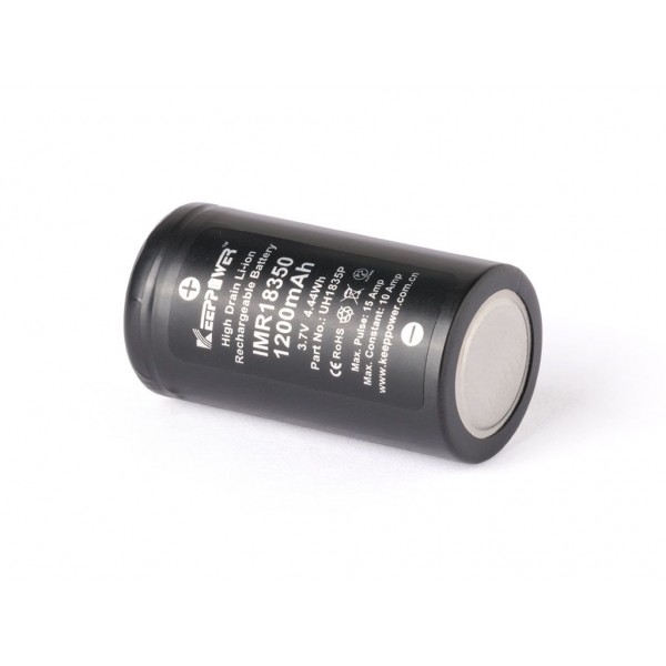 Keeppower IMR18350 - 1200mAh 10A (15A), 3,6V - 3,7V Li-Ionen-Akku
