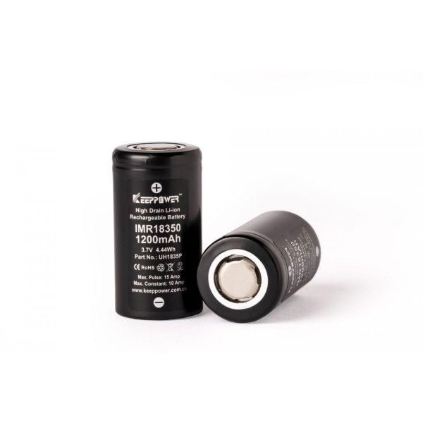 Keeppower IMR18350 - 1200mAh 10A (15A), 3,6V - 3,7V Li-Ionen-Akku